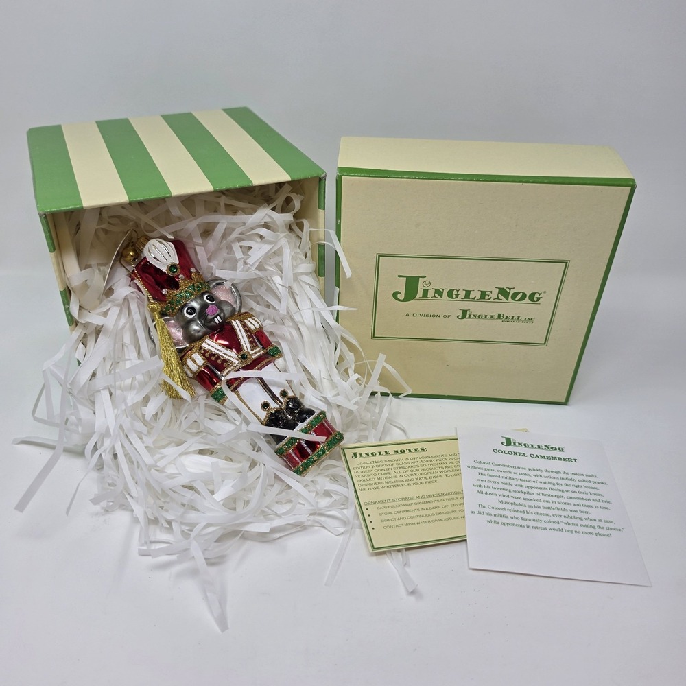 NIB JingleNog Colonel Camembert Ornament #80205 Hand Blown & Painted in Poland